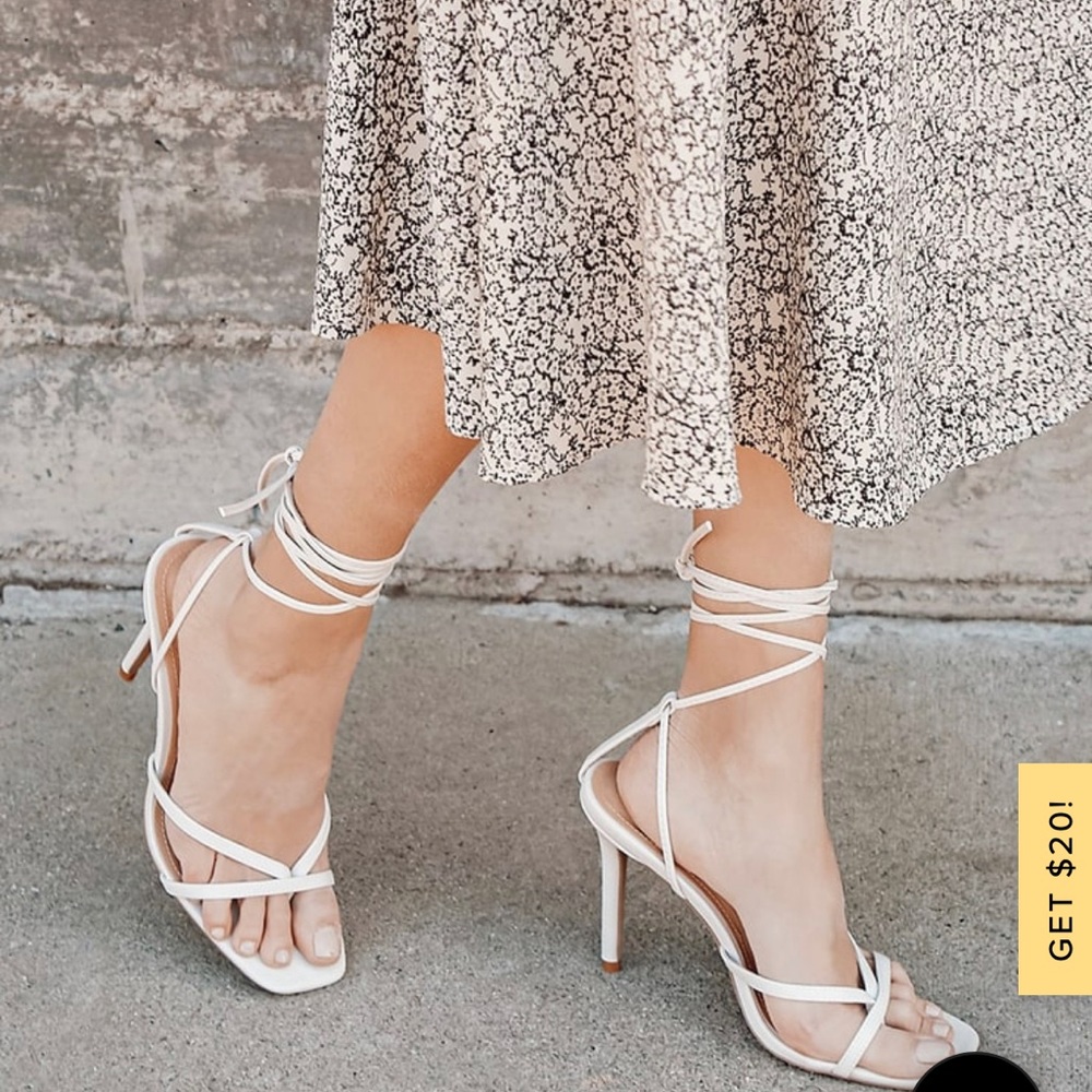 LULUS Simonee Off White Lace-Up High Heel Sandals, size 6, brand new, NWOT